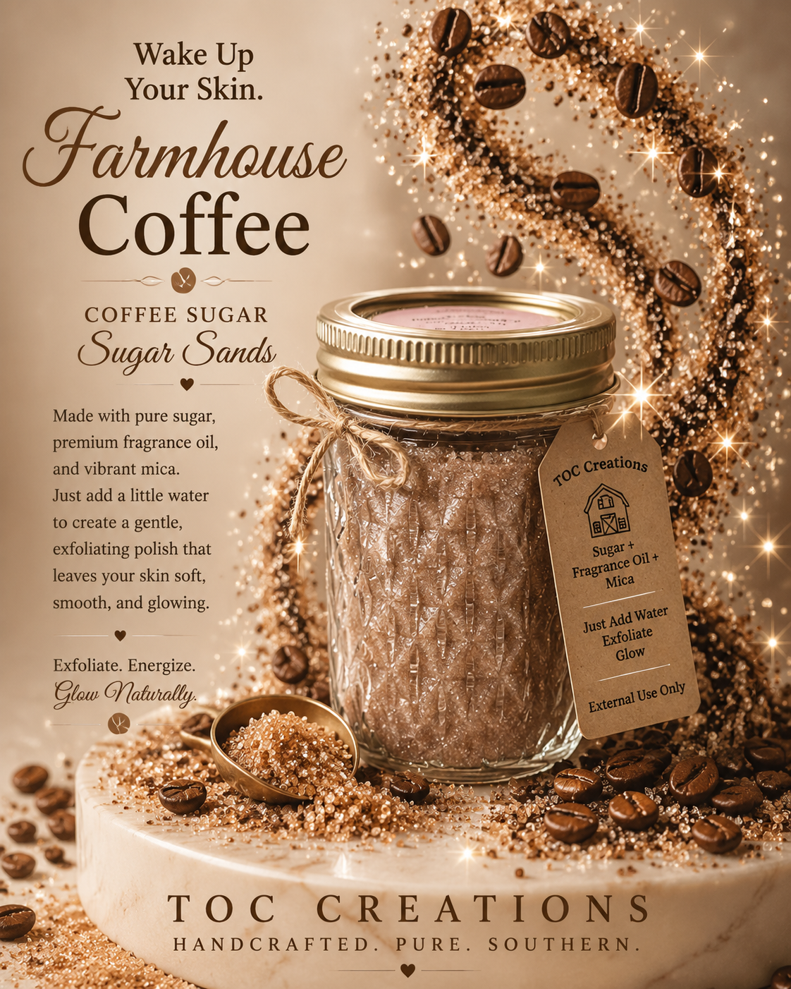 TOC Creations Coffee Goat Milk Soap and Coffee Sugar Sands
